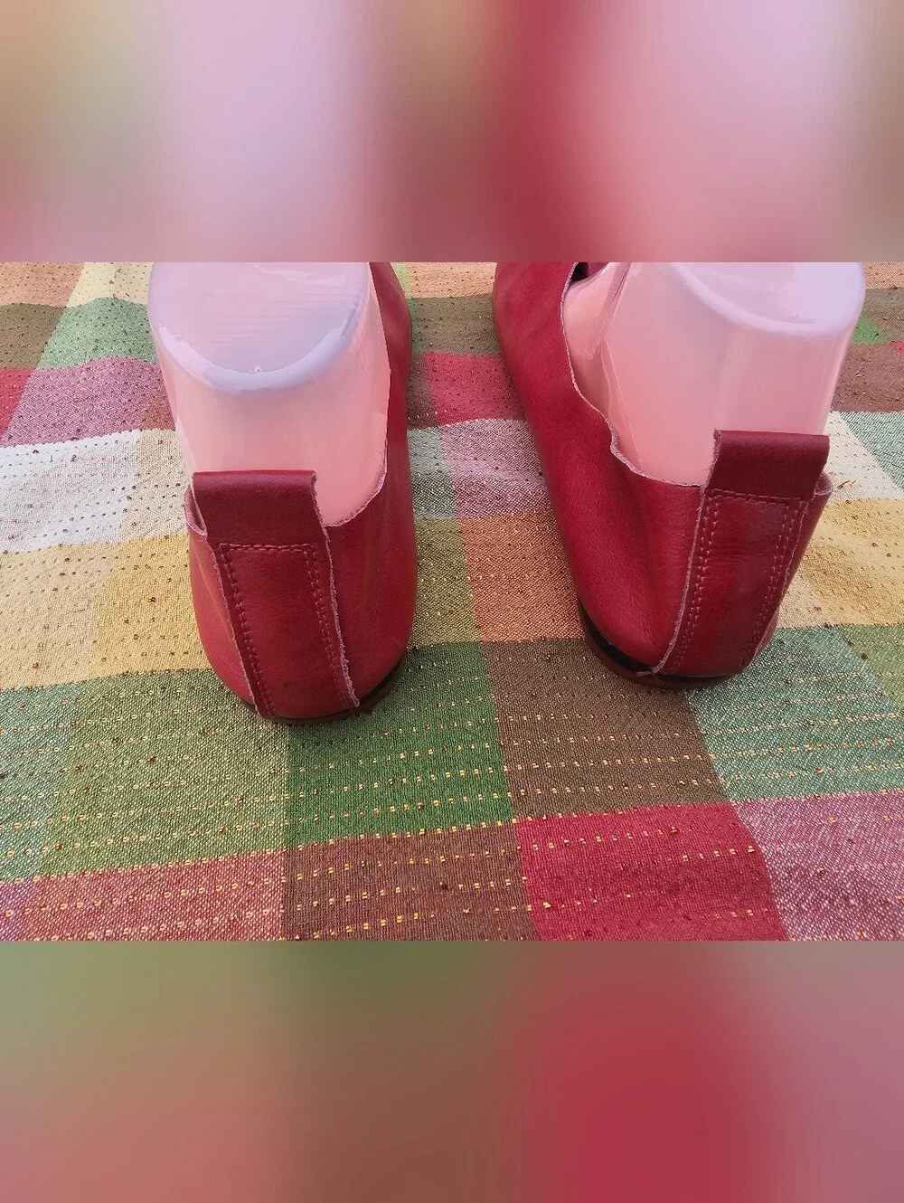 Kunsto Women's Red Leather Ballet Flats Slip-On Comfort Shoes Size 9 Minimalis